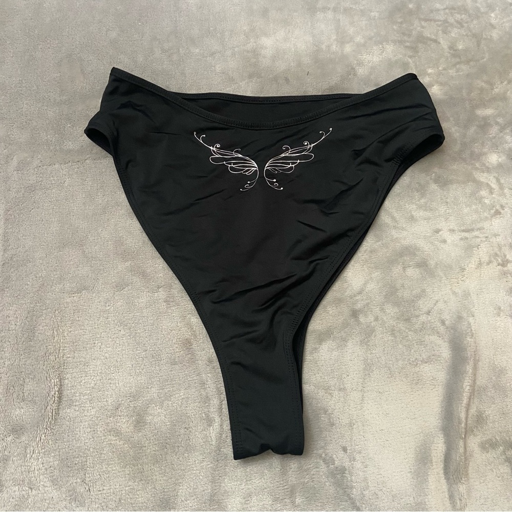NEW Frankies Bikinis Victorias Secret butterfly Bikini Bottom Black 10759